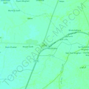 Mapa topográfico Wagan, altitude, relevo