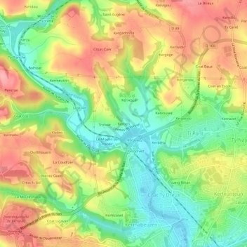 Mapa topográfico Kerben, altitude, relevo
