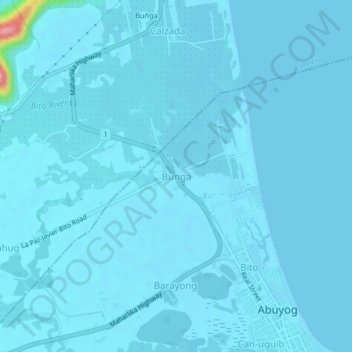 Mapa topográfico Bunga, altitude, relevo