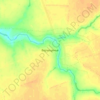 Mapa topográfico Верхоценье, altitude, relevo