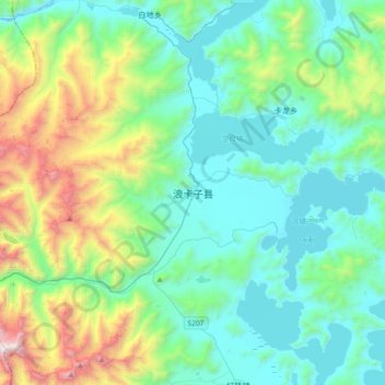 Mapa topográfico 浪卡子县, altitude, relevo