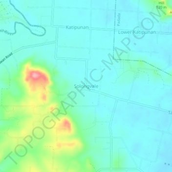 Mapa topográfico Solongvale, altitude, relevo
