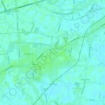 Mapa topográfico Mira Porte, altitude, relevo