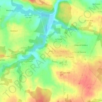 Mapa topográfico Moulin, altitude, relevo