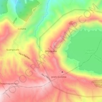 Mapa topográfico Milinguana, altitude, relevo