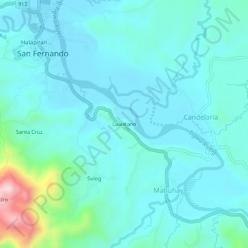 Mapa topográfico Lawatano, altitude, relevo