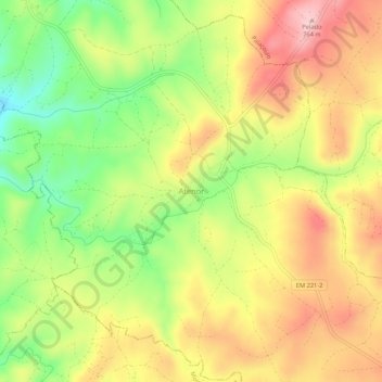 Mapa topográfico Atenor, altitude, relevo