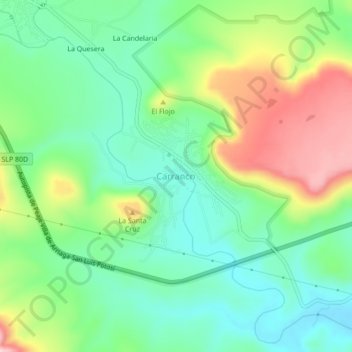 Mapa topográfico Carranco, altitude, relevo