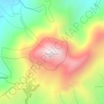 Mapa topográfico Cerro Munchique, altitude, relevo