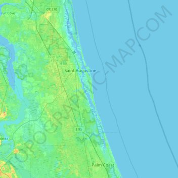 Mapa topográfico Anastasia Island, altitude, relevo