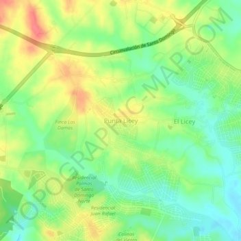 Mapa topográfico Punta Licey, altitude, relevo