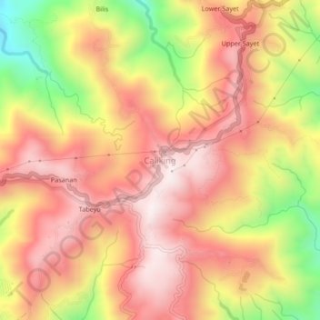 Mapa topográfico Caliking, altitude, relevo