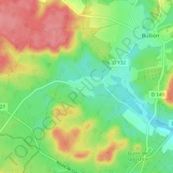 Mapa topográfico Les Moutiers, altitude, relevo