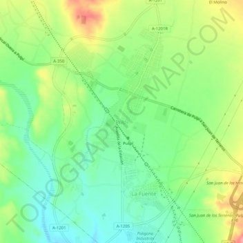 Mapa topográfico Pulpí, altitude, relevo