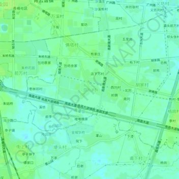 Mapa topográfico 京川村, altitude, relevo