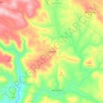 Mapa topográfico Degolados, altitude, relevo
