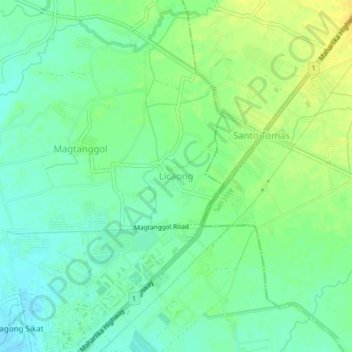 Mapa topográfico Licaong, altitude, relevo