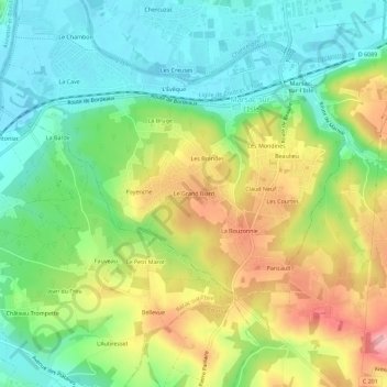 Mapa topográfico Le Grand Biard, altitude, relevo