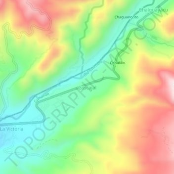 Mapa topográfico Cascajal, altitude, relevo