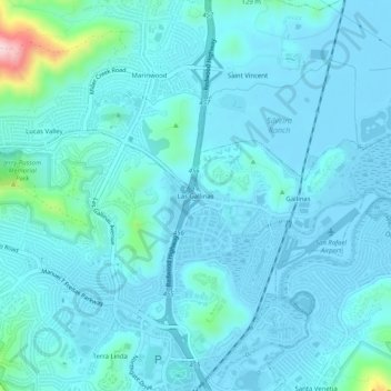Mapa topográfico Las Gallinas, altitude, relevo