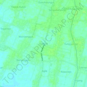 Mapa topográfico Grabag, altitude, relevo