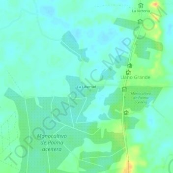 Mapa topográfico La Libertad, altitude, relevo