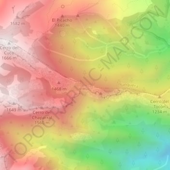 Mapa topográfico Puerto de la Perra, altitude, relevo