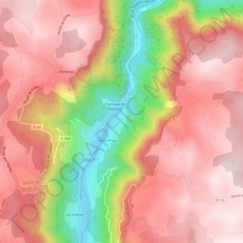 Mapa topográfico Le Ménial, altitude, relevo