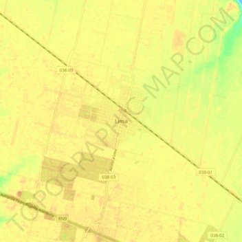 Mapa topográfico Lima, altitude, relevo