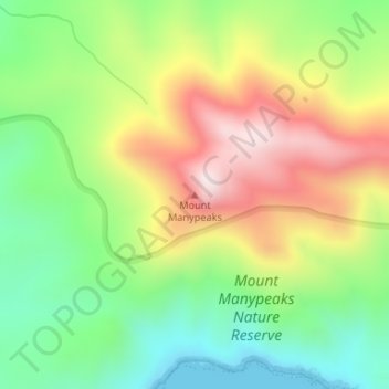 Mapa topográfico Mount Manypeaks, altitude, relevo