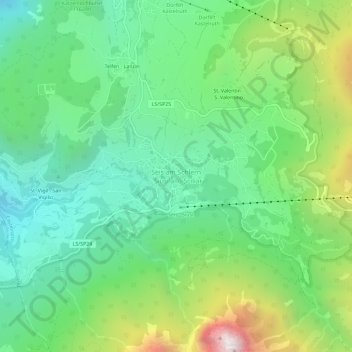 Mapa topográfico Seis am Schlern - Siusi allo Sciliar, altitude, relevo
