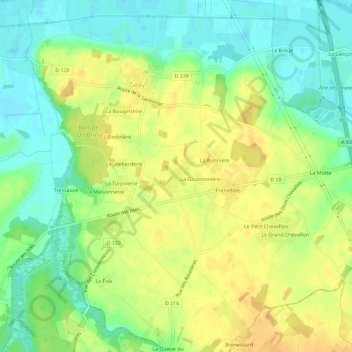Mapa topográfico La Mauvinière, altitude, relevo