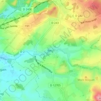 Mapa topográfico Réty, altitude, relevo