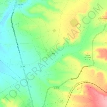 Mapa topográfico Altet, altitude, relevo