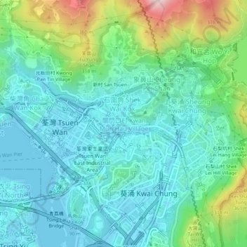 Mapa topográfico 關門口村, altitude, relevo