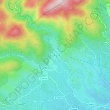 Mapa topográfico Bouldoux, altitude, relevo