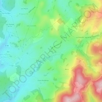 Mapa topográfico Tussy, altitude, relevo