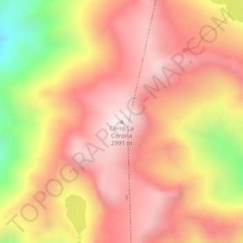 Mapa topográfico Cerro La Corona, altitude, relevo