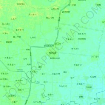 Mapa topográfico 柳园镇, altitude, relevo