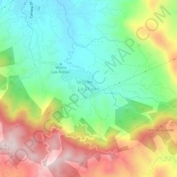 Mapa topográfico La Chapa, altitude, relevo