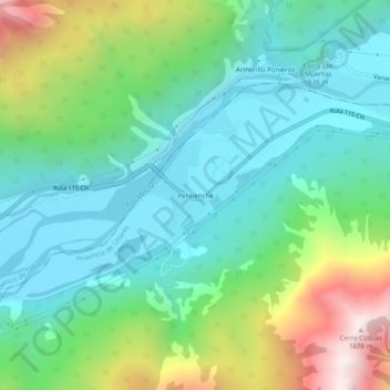 Mapa topográfico Pehuenche, altitude, relevo