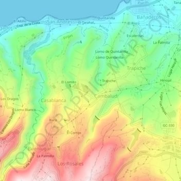 Mapa topográfico Los Dolores, altitude, relevo
