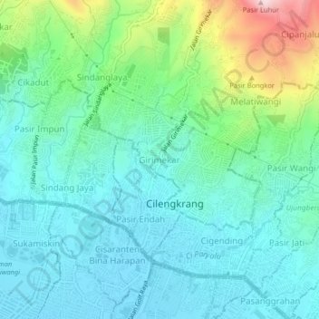Mapa topográfico Girimekar, altitude, relevo
