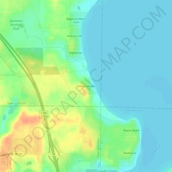 Mapa topográfico Indian Heights, altitude, relevo