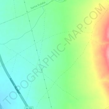 Mapa topográfico El Cañete, altitude, relevo
