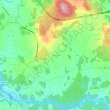 Mapa topográfico Bagunte, altitude, relevo