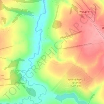 Mapa topográfico Кунеево, altitude, relevo