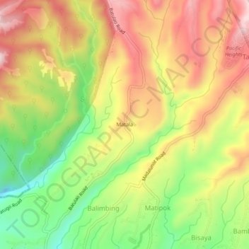 Mapa topográfico Matala, altitude, relevo