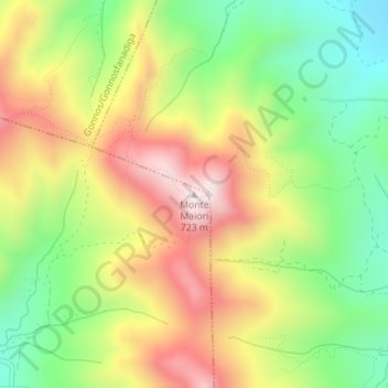 Mapa topográfico Monte Maiori, altitude, relevo