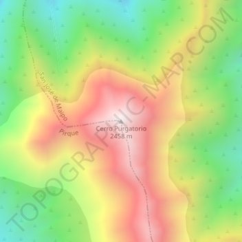 Mapa topográfico Cerro Purgatorio, altitude, relevo